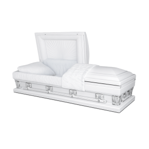 The White Oversized 18 Gauge Steel Casket (33" Wide)