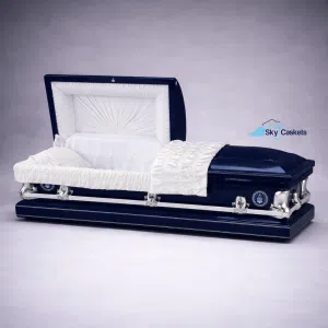 US Air Force Casket with custom decal and white interior
