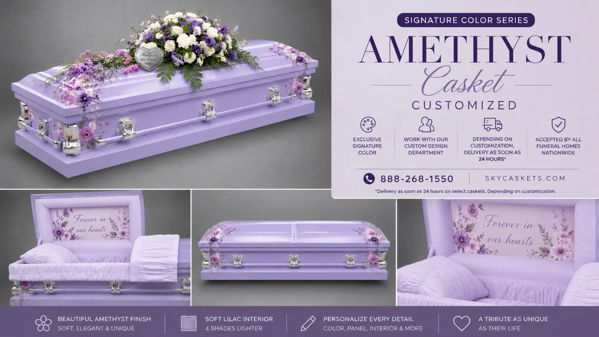custom amethyst casket